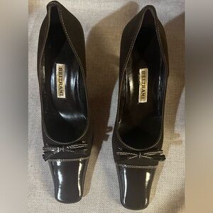 Elegant Brown Suede with Patent Leather tip Heels by Beltrami